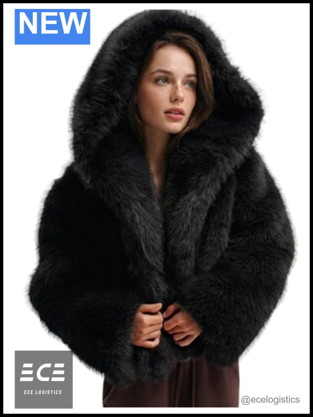 Womens Faux Fur Hooded Coat Cropped Winter Jacket Warm
